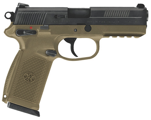 FN 66965 FNX  45 ACP 4.50 10+1 Flat Dark Earth Black Stainless Steel Interchangeable Backstrap Grip