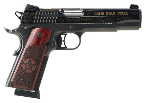 Sig Sauer 191145TXG 1911 Texas Engraved Gold 45 ACP Single 5 8+1 Redwood Grip Black Nitron Stainless Steel Slide
