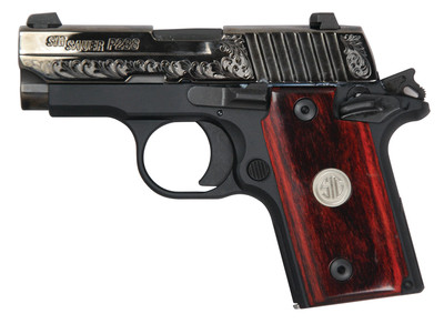 P238 ESR MicroCompact .380ACP 2.7 Inch Barrel Siglite Night Sights Polished and Engraved Nitron Slide Black Rosewood Grips 6 Round