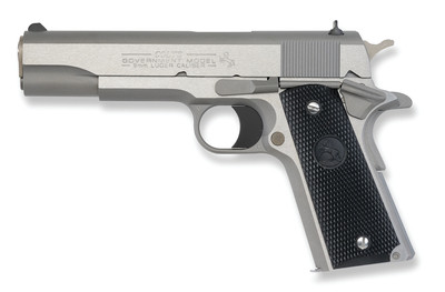 Series 1991 Government 9mm 5 Inch Barrel Brushed Stainless Steel Finish White Dot Sights Composite Grips 8 Round