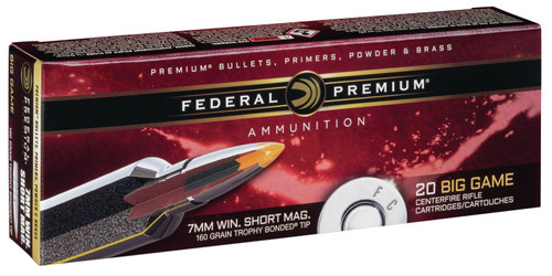 Federal P7WSMTT1 Premium  7mm WSM 160 GR Trophy Bonded Tip (TB) 20 Bx/ 10 Cs
