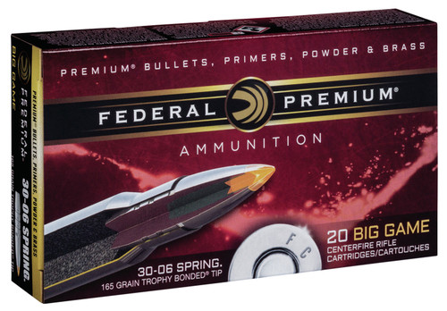 Federal P3006TT2 Premium  30-06 Springfield 165 GR Trophy Bonded Tip (TB) 20 Bx/ 10 Cs