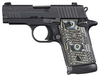 P938 Extreme 9mm 3 Inch Barrel Siglite Night Sights Black Nitron Slide Finish G10 Piranha Grips 7 Round