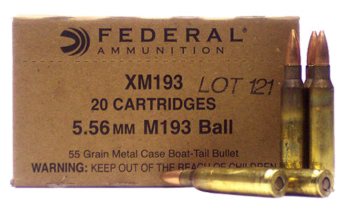 Federal XM193BK XM  5.56x45mm NATO 55 GR Full Metal Jacket Boat Tail (FMJBT) 1000 Bx/ 1 Cs