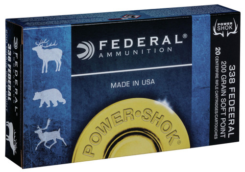 Federal 338FJ Power-Shok  338 Federal 200 GR Soft Point Power-Shok (SPPS) 20 Bx/ 10 Cs