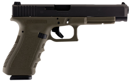Glock PI3437103 G34 Gen 3 Double 9mm Luger 5.31 17+1 OD Green Polymer Grip/Frame Grip Black
