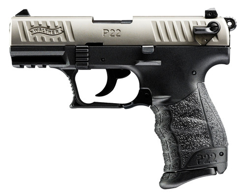 Walther Arms 5120525 P22 QD 22 Long Rifle (LR) Single/Double 3.42 10+1 Black Interchangeable Backstrap Grip Nickel Slide