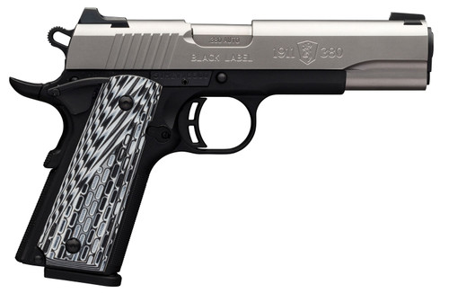 Browning 051922492 1911-380 Black Label Pro 380 ACP 4.25 8+1 Black Stainless Steel Black G10 Grip