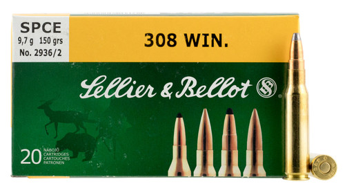 Sellier & Bellot SB308C Rifle  308 Win/7.62 NATO 180 GR Soft Point (SP) 20 Bx/ 25 Cs