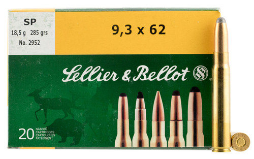 Sellier & Bellot SB9362A Rifle  9.3mmX62 Mauser 285 GR Soft Point (SP) 20 Bx/ 20 Cs