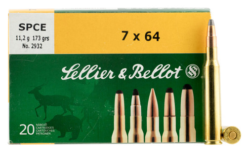 Sellier & Bellot SB764B Rifle  7x64mm Brenneke 173 GR Soft Point Cut-Through Edge (SPCE) 20 Bx/ 20 Cs