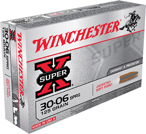 Winchester Ammo X30062 Super-X  30-06 Springfield 125 GR Pointed Soft Point (PSP) 20 Bx/ 10 Cs