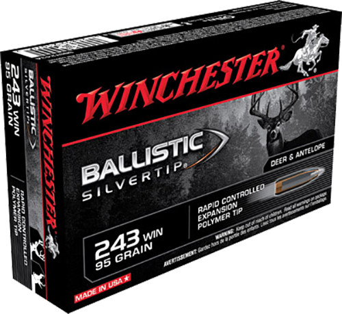 Winchester Ammo SBST243A Ballistic Silvertip  243 Winchester 95 GR Polymer Tip 20 Bx/ 10 Cs