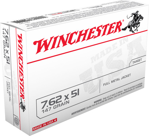 Winchester Ammo Q3130 USA  7.62x51mm NATO 147 GR Full Metal Jacket (FMJ) 20 Bx/ 10 Cs
