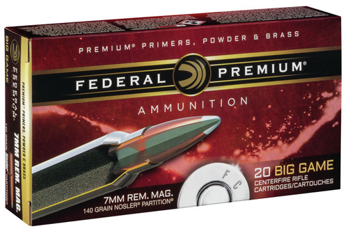 Federal P7RG Premium  7mm Rem Mag 140 GR Nosler Partition (NP) 20 Bx/ 10 Cs