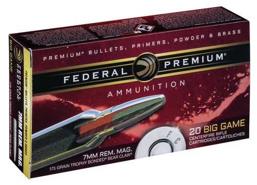Federal P7RT1 Premium  7mm Rem Mag 175 GR Trophy Bonded Bear Claw (TBBC) 20 Bx/ 10 Cs