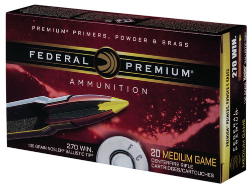 Federal P270F Premium  270 Winchester 130 GR Nosler Ballistic Tip (NBT) 20 Bx/ 10 Cs