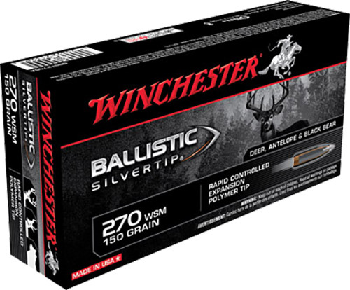 Winchester Ammo SBST2705A Ballistic Silvertip  270 WSM 150 GR Polymer Tip 20 Bx/ 10 Cs