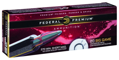 Federal P270WSMC Premium  270 WSM 150 GR Nosler Partition (NP) 20 Bx/ 10 Cs