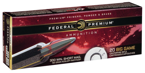 Federal P300WSME Premium  300 WSM 165 GR Nosler Partition (NP) 20 Bx/ 10 Cs