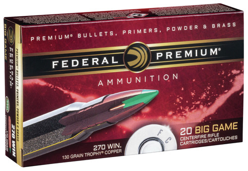 Federal P270TC1 Premium  270 Winchester 130 GR Trophy Copper (TC) 20 Bx/ 10 Cs Federal P270TC1 Premium  270 Winchester 130 GR Trophy Copper (TC) 20 Bx/ 10 Cs