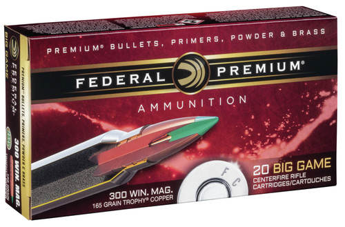 Federal P300WTC2 Premium  300 Win Mag 165 GR Trophy Copper (TC) 20 Bx/ 10 Cs