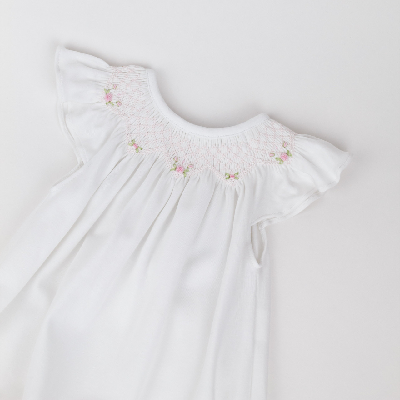 Nella Pima Smocked Rose Baby Bubble