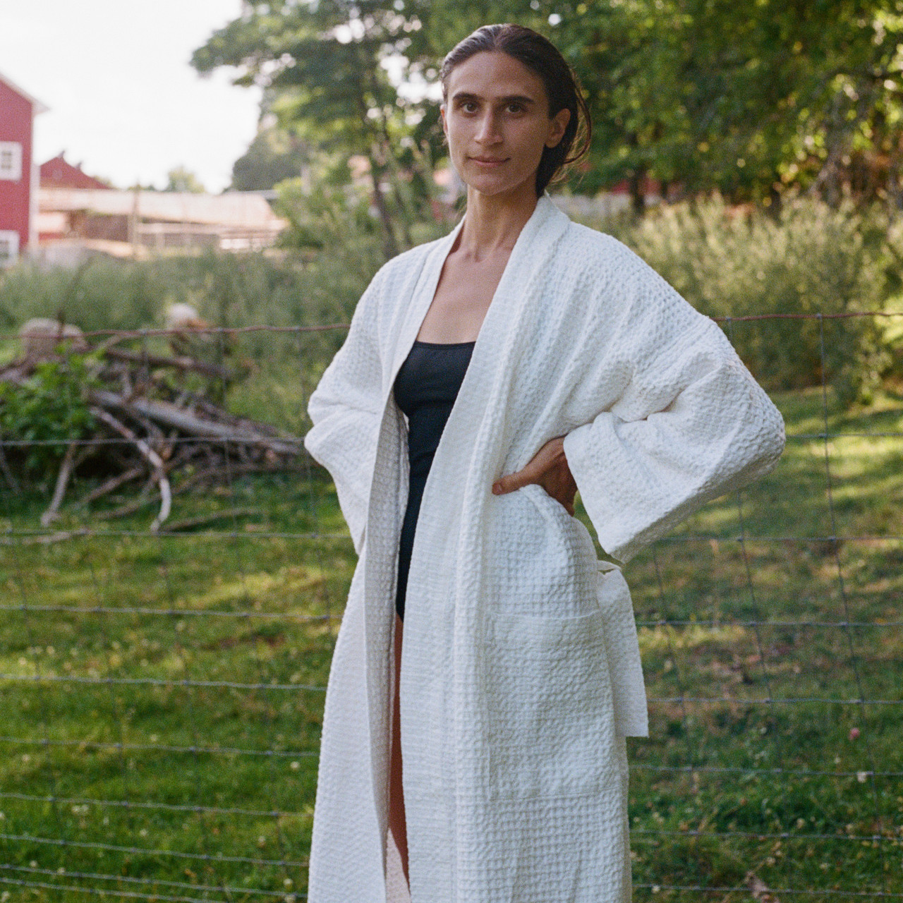 Cotton & Linen Honeycomb Waffle Robe - Salter House