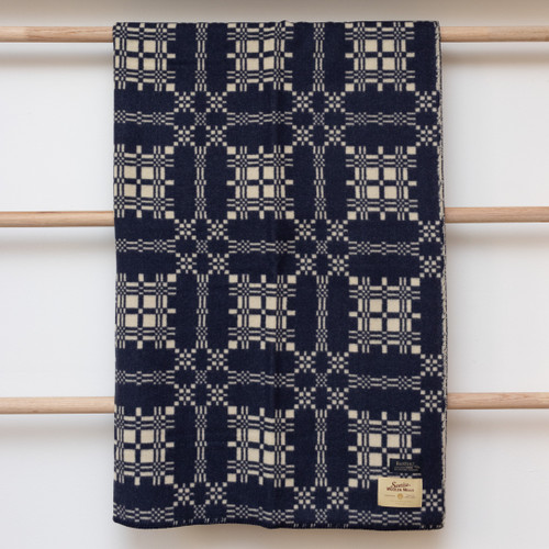 BasShu Wool Blanket, Jacquard Navy