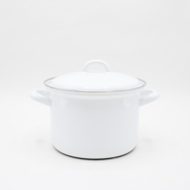 White Enamel Casserole Pot - Salter House