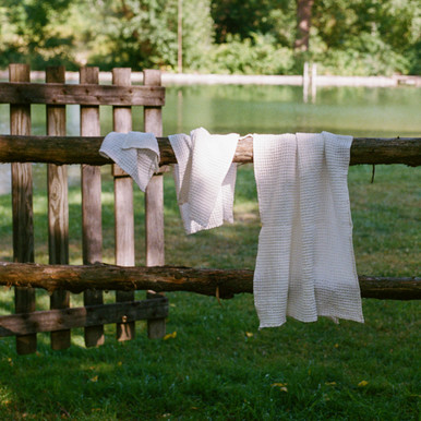 Powder Linen & Cotton Honeycomb Waffle Towel