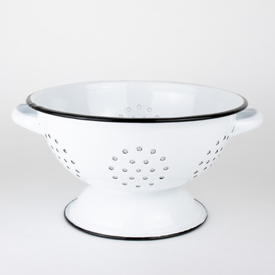 Zangra - Enamel Colander - White