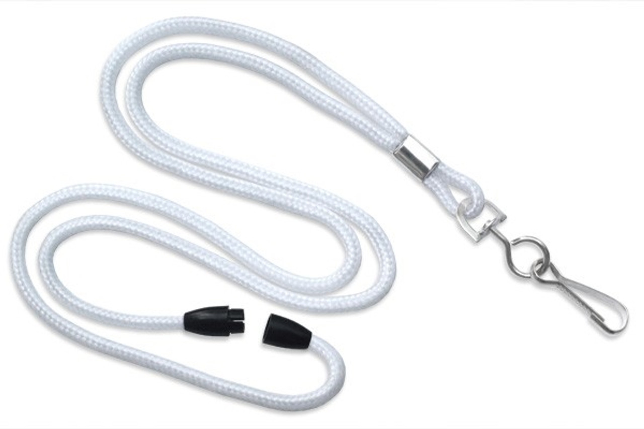 Bulk 1/8 (3mm) Round Lanyard W/ Breakaway & Steel Swivel-Hook (100)