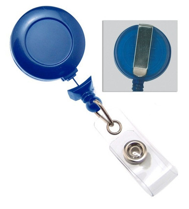 Gray Badge Reel w// Clear Vinyl Strap /& Belt Clip 25//Pkg