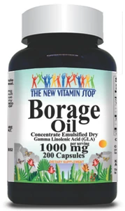 BUY 1 GET 2 FREE Borage Oil Concentrate Emulsified Dry 1000mg 200 Capsules