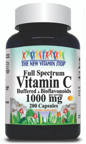 BUY 1 GET 2 FREE Full Spectrum Vitamin C Buffered and Bioflavonoids 200 Capsules
