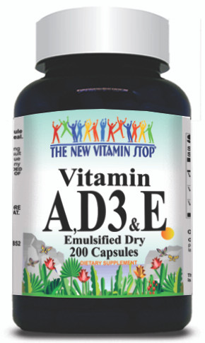 BUY 1 GET 2 FREE Vitamin A, D3 & E (Emulsified Dry) 200 Capsules