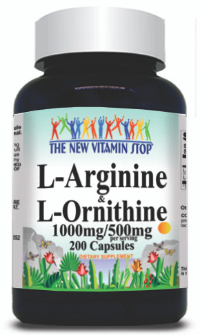 BUY 1 GET 2 FREE L-Arginine and L-Ornithine Free Form 1000mg/500mg 200 Capsules