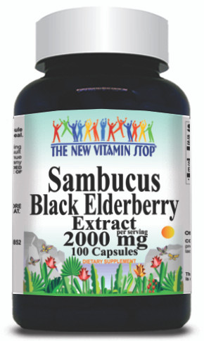 BUY 1 GET 2 FREE Sambucus Black Elderberry Extract 2000mg 100caps or 200caps