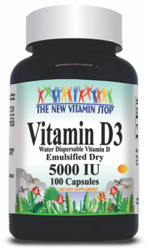 BUY 1 GET 2 FREE Vitamin D3 (Emulsified Dry) 5000 IU 100 or 200 Capsules
