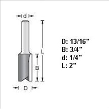 Amana 45232 13/16"D Straight Plunge Router Bit 1/4" Shank