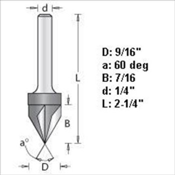 Amana 45730 V-Groove Engraving Router Bit 1/4" Shank