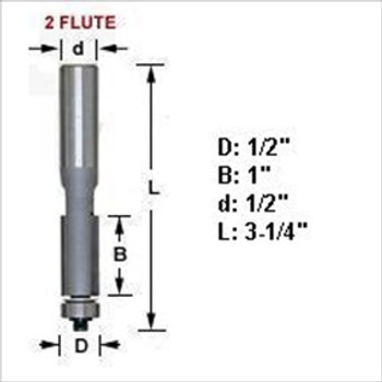 Amana 47108 1/2"D Flush Trim Router Bit 1/2" Shank