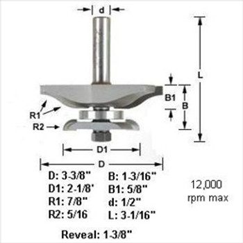 Amana Tool 54229 Cove Raised Panel with Back Cutter 3-3/8-Inch