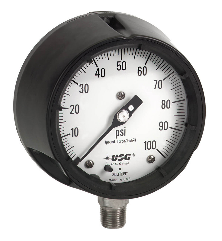 1981 SOLFRUNT 4-1/2" EZ Fill PSI Gauge, 1/4" NPT