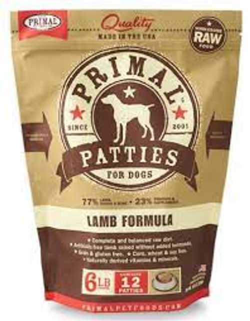 Primal - Frozen Lamb RAW Patties Dog Food / 6 lb.