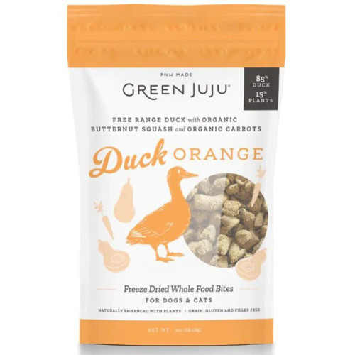 Green JUJU - Freeze-Dried Duck Orange Treats for Dogs & Cats 3 oz.