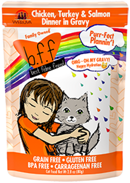 Weruva - BFF OMG Purr-Fect Plannin'! Chicken, Turkey & Salmon Dinner Pouch Cat Food in Gravy