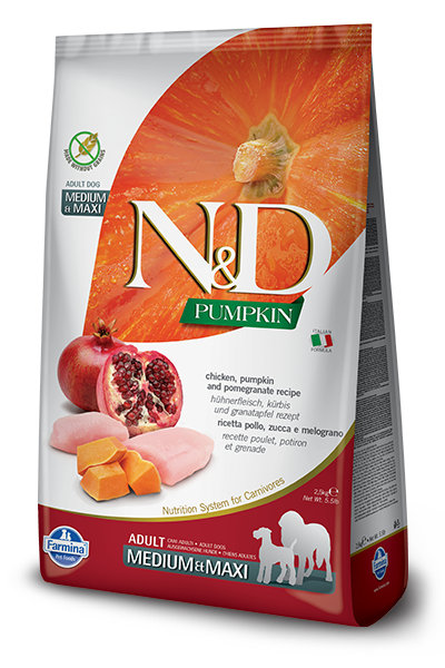 Farmina - N&D PUMPKIN -  Chicken/Pomegranate/Pumpkin Adult MED & Maxi Dry Dog Food