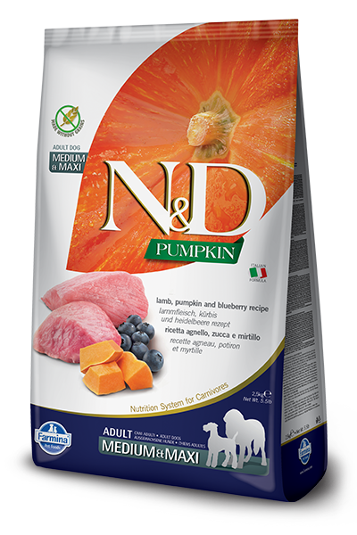 Farmina - N&D PUMPKIN - Lamb, Pumpkin, Blueberry Adult MED & Maxi Dry Dog Food